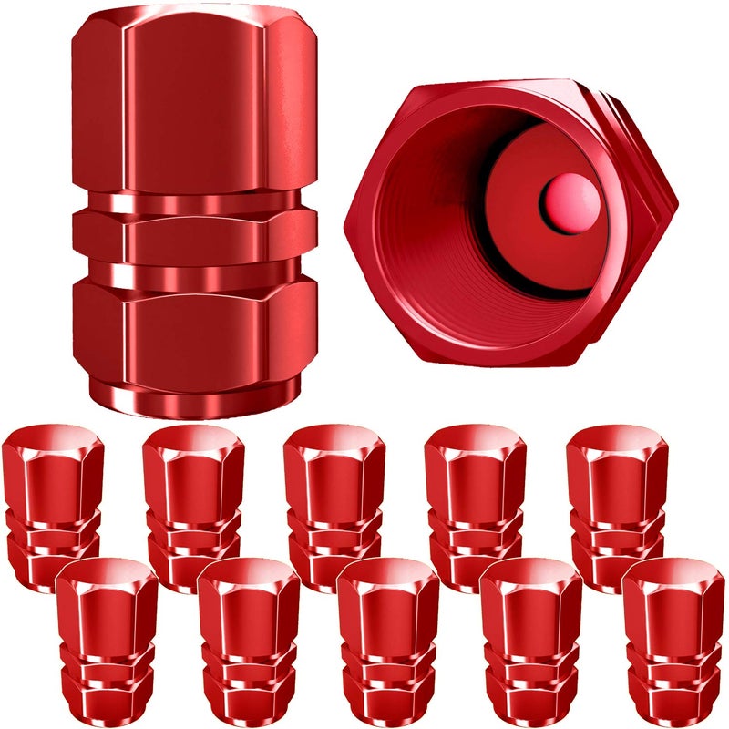 SAMIKIVA Tire Valve Caps, Premium Metal Rubber Seal Tire Valve Stem Caps, Dust Proof Covers Universal fit for Cars, SUVs, Bike and Bicycle, Trucks, Motorcycles (Red) - Image 1